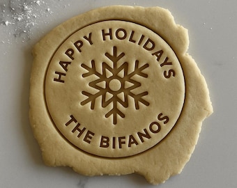 Christmas Family Name Cookie Cutter & Stamp (snowflake): Personalized Holiday Baking Stamp