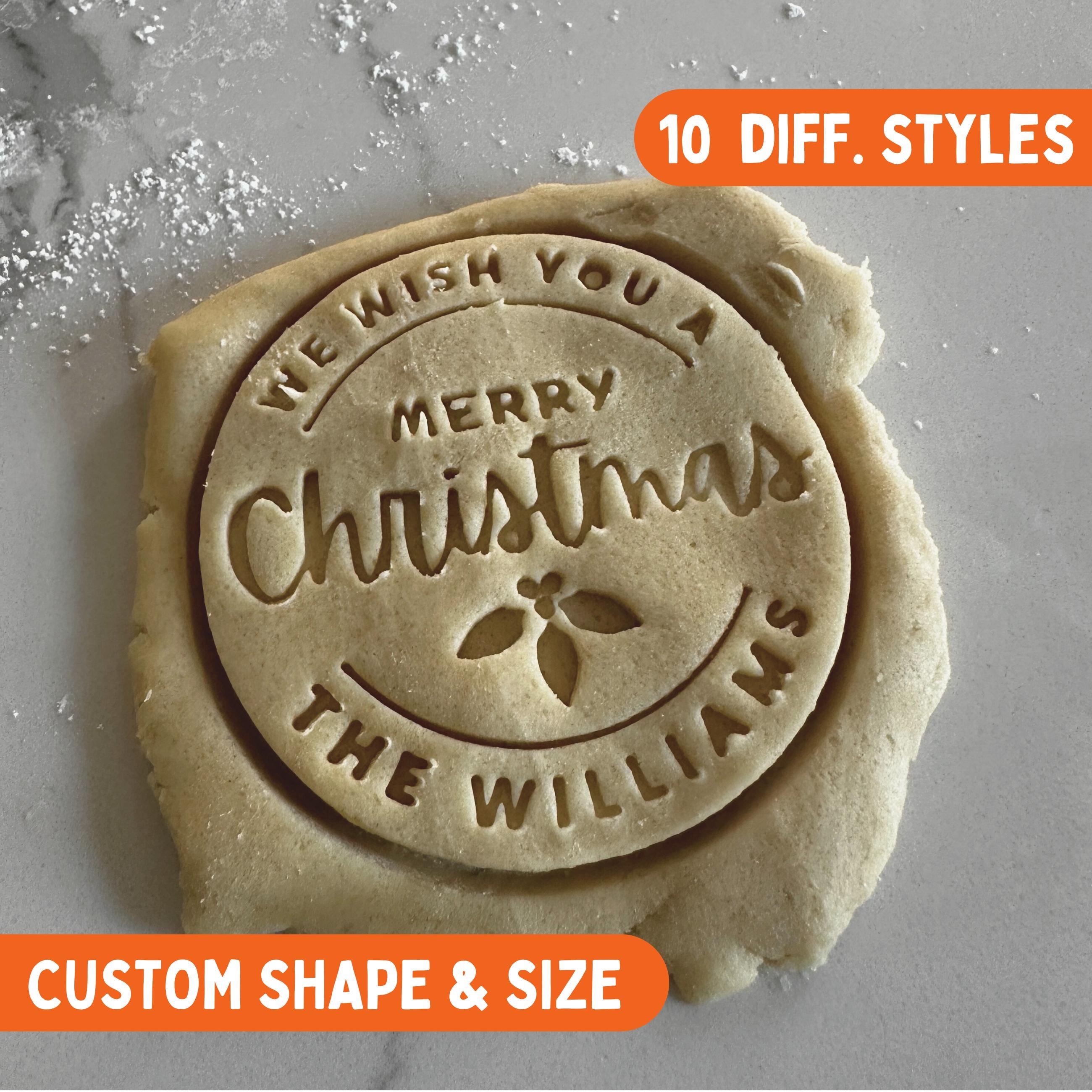 Christmas Custom Family Name Cookie Cutter & Stamp : Personalized Holiday Baking Stamp