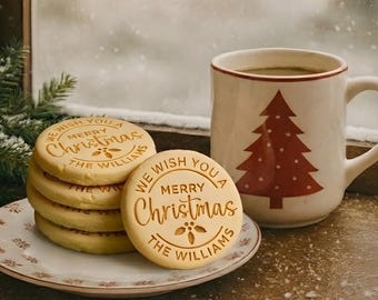 クリスマスカスタムファミリーネームクッキーカッター＆スタンプ：パーソナライズされたホリデーベーキングスタンプ