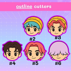 Ensemble d'emporte-pièces et d'estampes K-Pop Boy Group | Biscuits idoles imprimés en 3D inspirés des dessins animés image 2