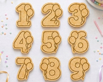 Birthday Balloon Number Cookie Stamps - Numbers with Balloon Cutter Set with stamp option