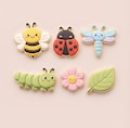 Spring Garden Bug Cookie Cutter Set – Bee, Ladybug, Dragonfly, Caterpillar, Flower & Leaf