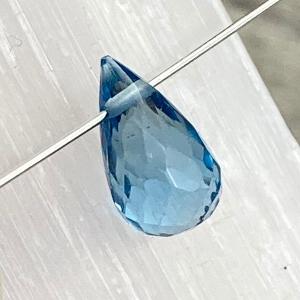 ONE AAA Swiss Blue Topaz Bead, 6mm - 8mm, Excellent Quality, Natural Stone, Faceted, Teardrop, Briolette, Drop, Top Horizontal Drilled