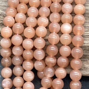 Grade A Peach Moonstone Beads, 8mm, Natural Moonstone, 8mm Beads, Moonstone Beads, Gemstone, Natural Beads, Moonstone, 8mm Moonstone