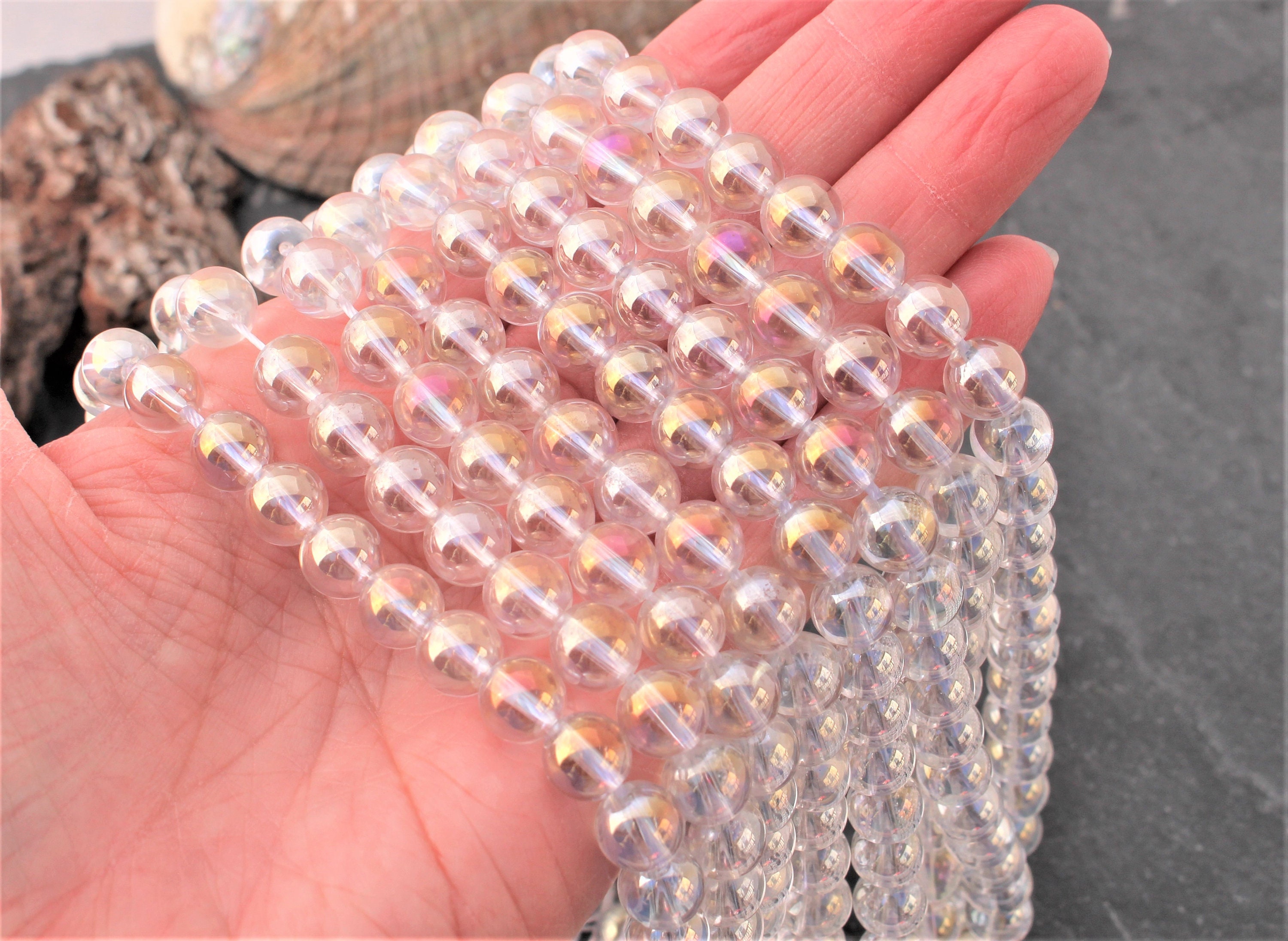 8mm Angel Aura Quartz Beads Full or Half Strand Round Etsy