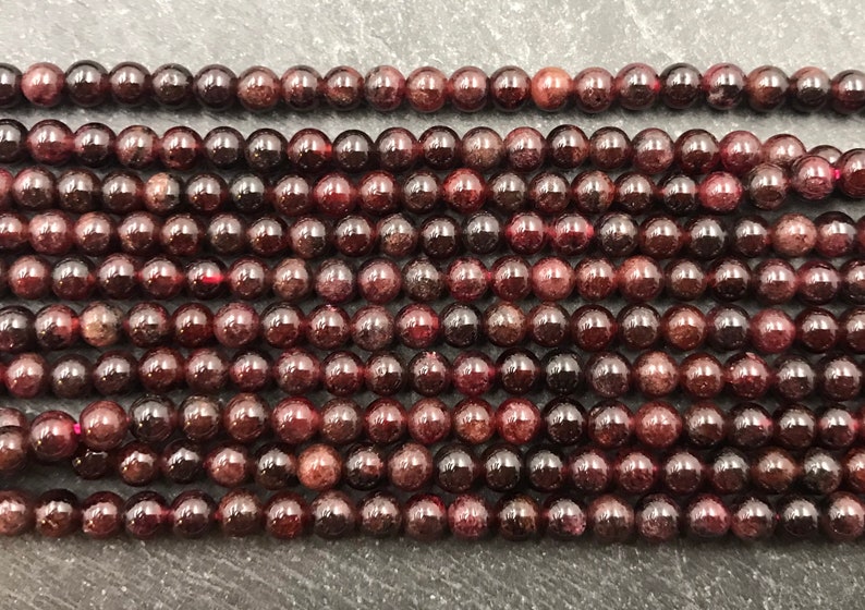 4mm Beads Natural Red Beads Gemstone January Birthstone Half or Full Strand 4 mm Natural 4mm Garnet Beads Garnet Round Deep Red