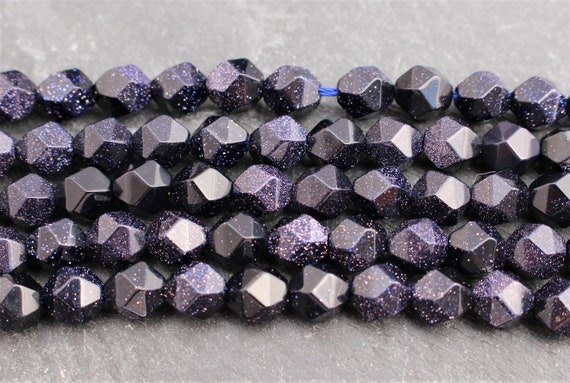 Blue Goldstone Beads: Star Cut / Faceted, 7-8mm