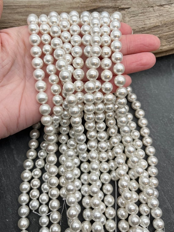 Shell Pearl Necklace - Medium Single Strand With Teardrop &ndash; Dames A La Mode