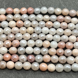 8mm Mystic Sunstone Beads, Faceted, Sunstone, AB Coating, 8mm Beads, 8mm Sunstone, Earthy, Gemstone, Aura, Sunstone Beads, 8mm Sunstone