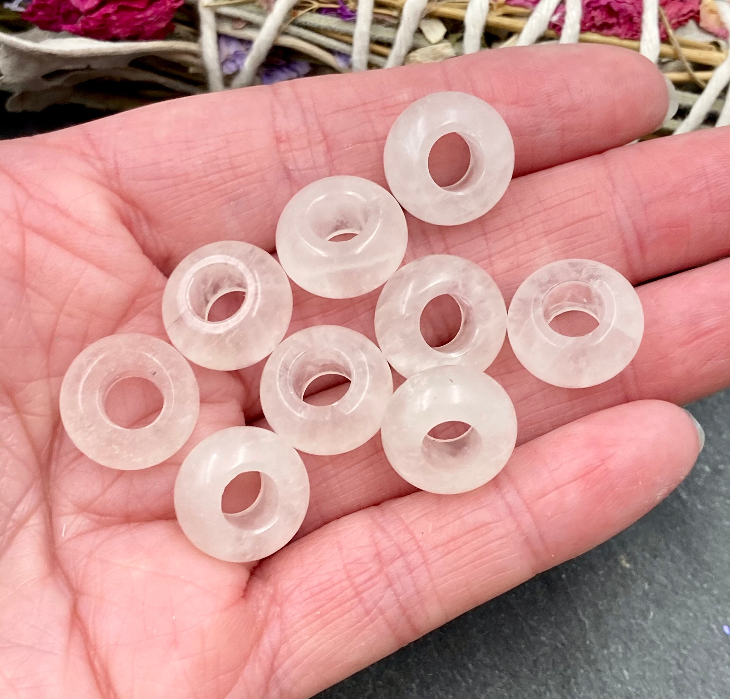 FIVE Large Hole Crystal Quartz Beads 14x8mm 56mm Hole Etsy