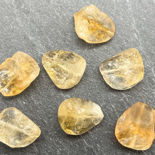 THREE Raw Citrine Nugget Beads, 16- 20mm, Natural Citrine, Yellow Beads, Raw, Rough Cut, Citrine Beads, Citrine Nuggets, Citrine