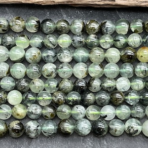 8mm Prehnite Beads: Natural Pale Green Gemstone Strand
