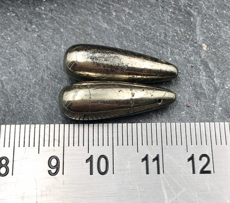 One Iron Pyrite Bead, 25mm, Teardrop, Focal Bead, Fools Gold, Iron Pyrite Drop, Iron Pyrite Tear, Pyrite Bead, Fools Gold Bead image 5