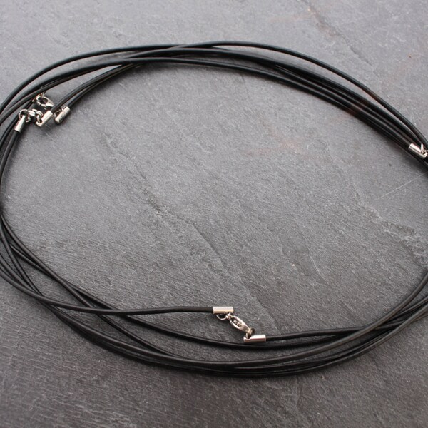 18 Inch Black Leather Cord / Necklace 18", Stainless Steel Clasp, Lobster Clasp, Black Cord, Black Necklace, Black Leather, 18 inch