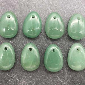 One Aventurine Drop Bead, 35mm, Pendant Bead, Focal Bead, Aventurine Bead, Teardrop Pendant, Large Hole, Aventurine, Green Stone