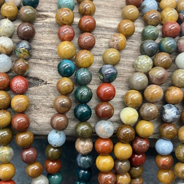 6mm Ocean Jasper Beads, Round, Full or Half Strand, Natural, Gemstone, Colorful, 6mm, Jasper 6mm,  Natural Colors, Ocean Jasper