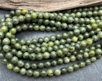 Canadian Jade Beads, 8mm, Full or Half Strand, Natural Jade, Canada Jade, Jade Beads, Green Jade, 8mm Jade, Round, Green Stone, Green