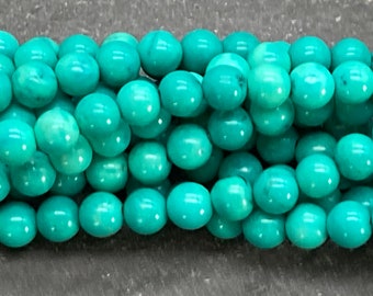 4mm Turquoise Howlite Beads, Full or Half Strand, Round, Turquoise, Howlite, Turquoise Beads, Howlite Beads, 4mm Turquoise, 4mm, Blue Beads