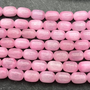 Pink Selenite Beads, 12mm, Barrel Beads, 12x8mm, Pink Beads, Selenite Beads, Oval Beads, 8mm, Dyed Selenite, Shimmery Beads