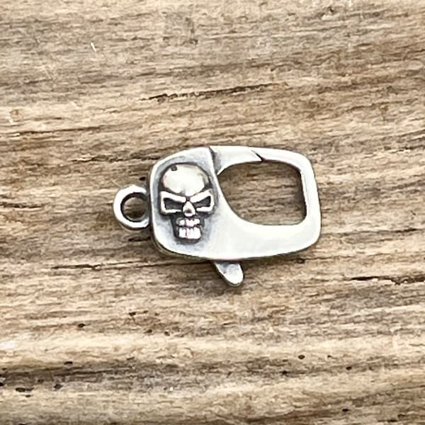 Thai Sterling Silver Skull Clasp, 15mm, Clasps, Secure Clasp, Skull Clasp, Silver Clasp, Silver Lobster Claw, Sterling Clasp, Thai Silver