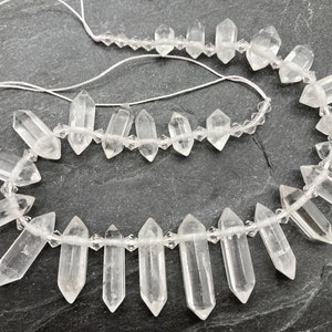 Natural Quartz Crystal Point Beads, Double Terminated, Graduated, Full or Half Strands, Quartz Points, Crystal Point, Clear Crystals