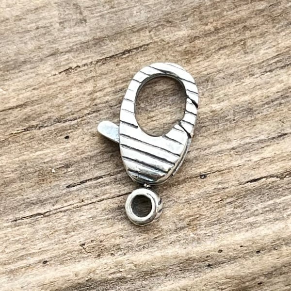 Striped Thai Sterling Silver Lobster Clasp, 15mm, Clasps, Secure Clasp, Silver Clasp, Silver Lobster Claw, Sterling Clasp, Thai Silver, 925