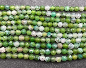 6mm Green Fire Agate, Green Beads, Green Agate, Agate Beads, 6mm Agate Beads, Fire Agate, Crackle Agate, Lawn Green, Pea Green