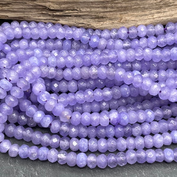 Purple Jade Rondelle Beads, 8x6mm, Faceted, Rondelle, Jade Beads, 8mm Jade, Purple Beads, Dyed Jade, Purple Jade, Purple Rondelle
