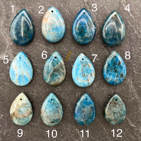 One Apatite Bead, 25mm, Natural Stone, Pendant Bead, Apatite Focal, Focal Bead, Blue Stone, Briolette, Drop, Teal Blue, Apatite Teardrop