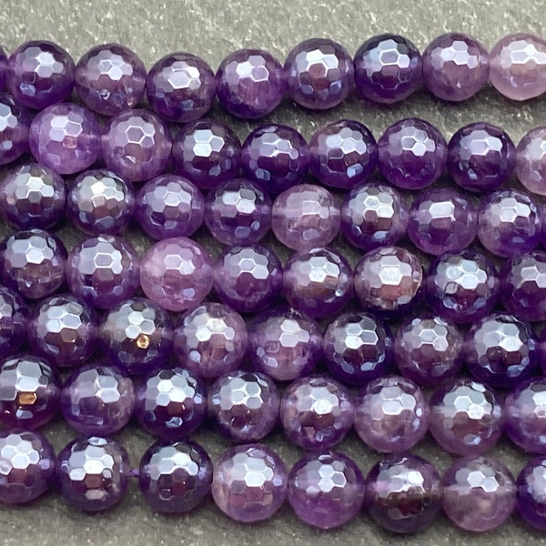 20 8mm Czech Glass Beads - Amethyst AB