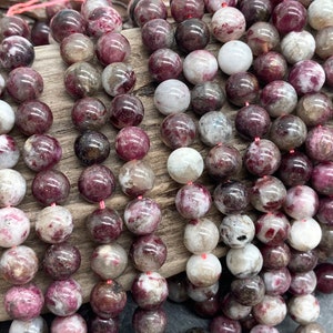 8mm Pink Rose Tourmaline Beads: Natural Round Gemstone