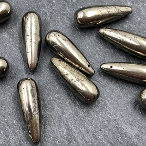 One Iron Pyrite Bead, 25mm, Teardrop, Focal Bead, Fools Gold, Iron Pyrite Drop, Iron Pyrite Tear, Pyrite Bead, Fools Gold Bead image 6
