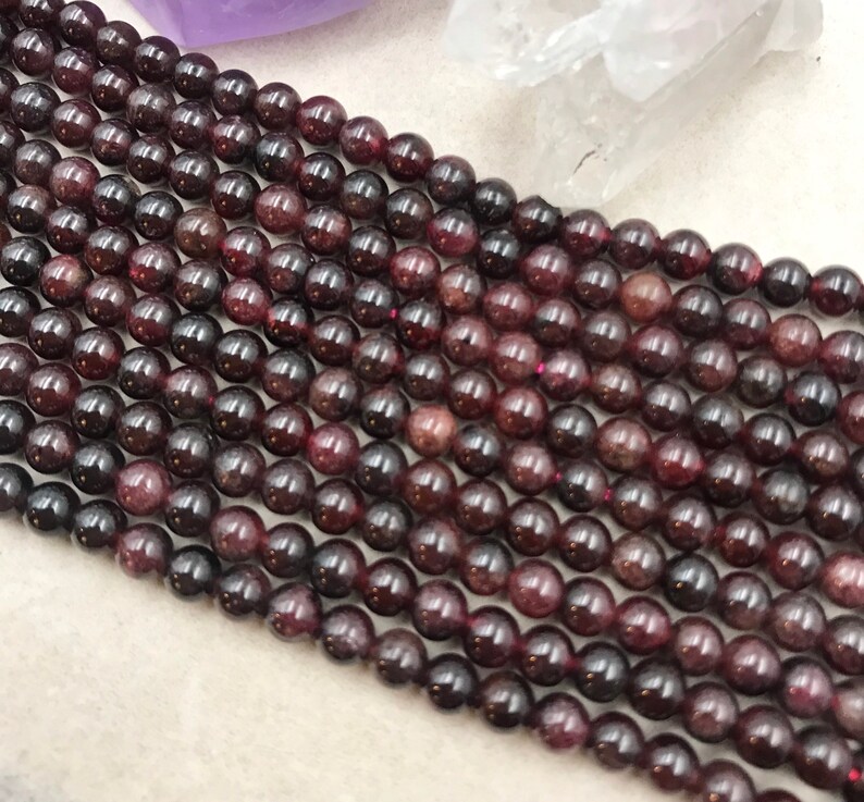 4mm Beads Natural Red Beads Gemstone January Birthstone Half or Full Strand 4 mm Natural 4mm Garnet Beads Garnet Round Deep Red