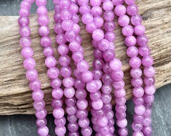 Lilac Purple Jade Beads, 6mm, Round, Purple Beads, Lavender, Kunzite, Purple Jade, Light Purple, Jade Beads, Lavender Jade, Pink Jade