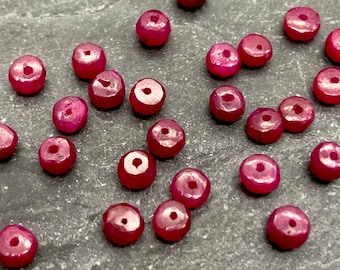 Genuine Ruby Bead, 4mm, Ruby, Rondelle, Priced per Bead, July Birthstone, Red Bead, 4 mm, Precious Stone, Ruby Rondelles, 4mm Ruby