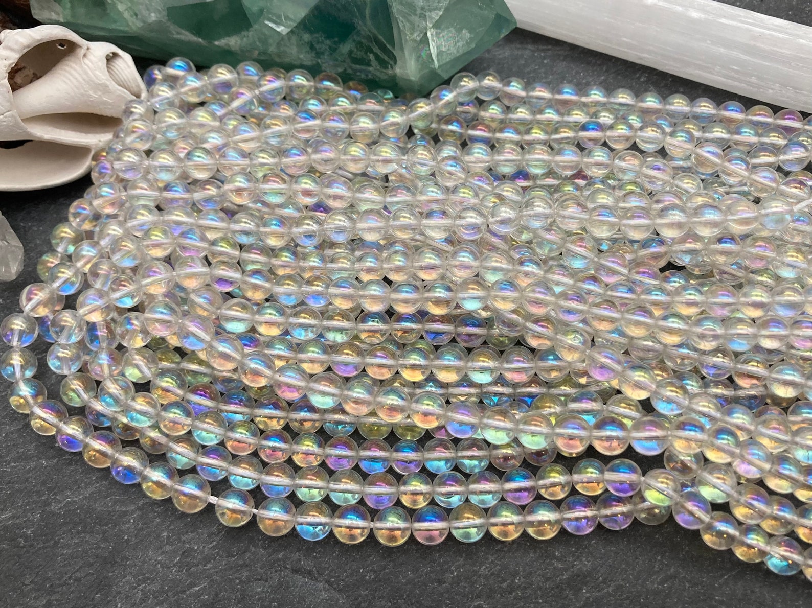 6mm Angel Aura Quartz Beads Full or Half Strand Round Etsy