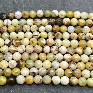 8mm Australian Yellow Opal Beads: Natural, Round