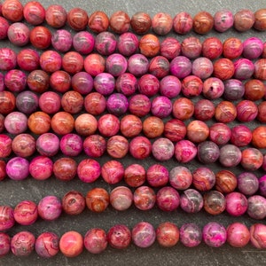 8mm Pink Crazy Lace Agate Beads, Full or Half Strand, Pink Beads, 8mm Pink Beads, Pink Agate, Crazy Lace Agate, Colorful, Hot Pink