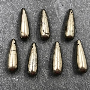 One Iron Pyrite Bead, 25mm, Teardrop, Focal Bead, Fools Gold, Iron Pyrite Drop, Iron Pyrite Tear, Pyrite Bead, Fools Gold Bead image 1