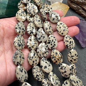 Dalmatian Jasper Drop Beads, 18mm, Faceted, 8 Inch Strand, Natural Beads, Jasper Beads, Teardrop, Dalmatian Jasper, Drop, Beads, Earthy image 3