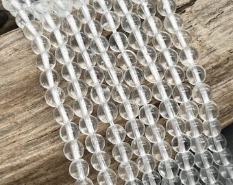 6mm Clear Crystal Quartz Beads: Full or Half Strand