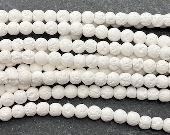 4mm White Lava Beads, Grade A, Round, White Lava, Lava Beads, White Beads, Real Lava, Natural Lava, Aromatherapy, 4mm