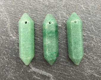 One Aventurine Double Terminated Point Bead, Top Drilled (30mm)