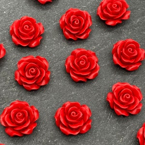Red Rose Beads, Rose Bead, 20mm, Floral Bead, Red Rose, Resin, Flower Beads, Imitation Cinnabar, Red Rose, Red Flower