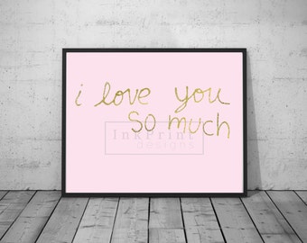Printable Watercolor I Love You so Much | Etsy
