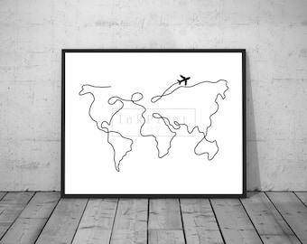 world map sketch etsy