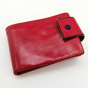 Cartera plegable de piel de vacuno roja