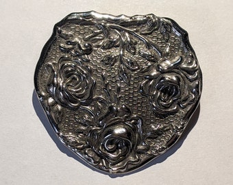 Vintage Art Nouveau Floral  Repousse Dress Scarf Clip