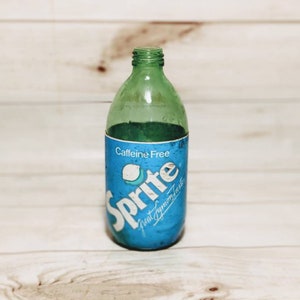 Retro Sprite Soda Bottle with Label, Retro Diner Decor, Old Soda Memorabilia Collectibles, Green Bottle Decor Gift