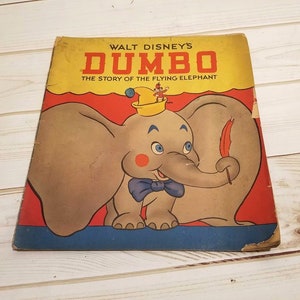 Walt Disney&#39;s &quot;Dumbo: The Story of the Flying Elephant&quot; 1940&#39;s Book, Vintage Disney, 1940s Disney, Disney Lover Gift, Disney Memorabilia